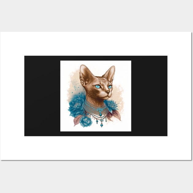 Abyssinian Cat Tattoo Portrait Wall Art by Enchanted Reverie